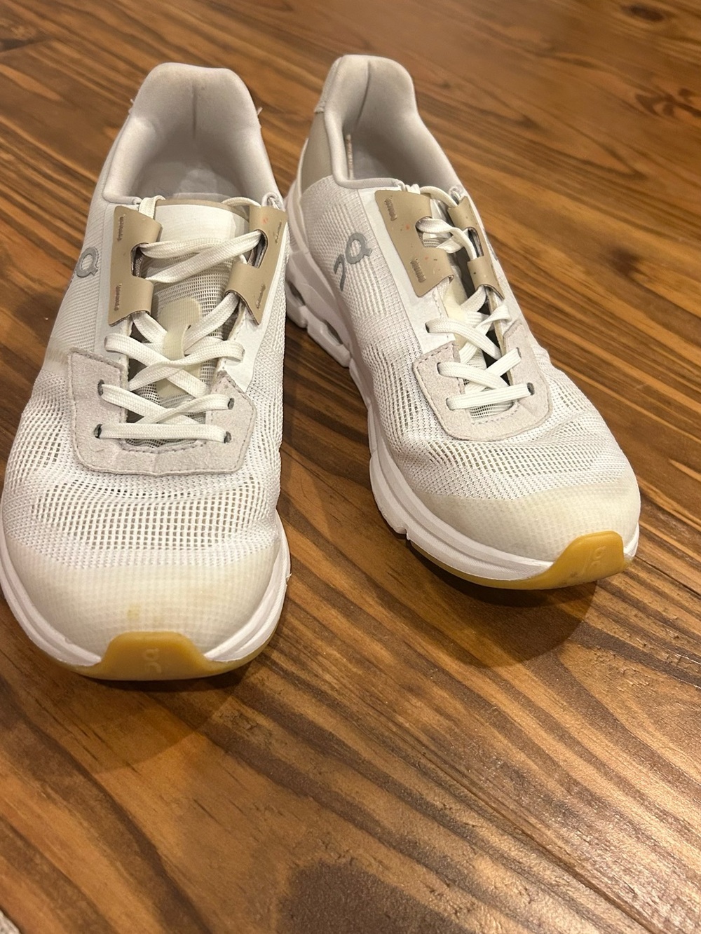 On Running White Mesh Sneakers with Yellow Accents